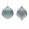 Melrose Pearl Finish Beaded Glass Christmas Ornaments - 5.5" (140mm) - Blue and Silver - 6ct